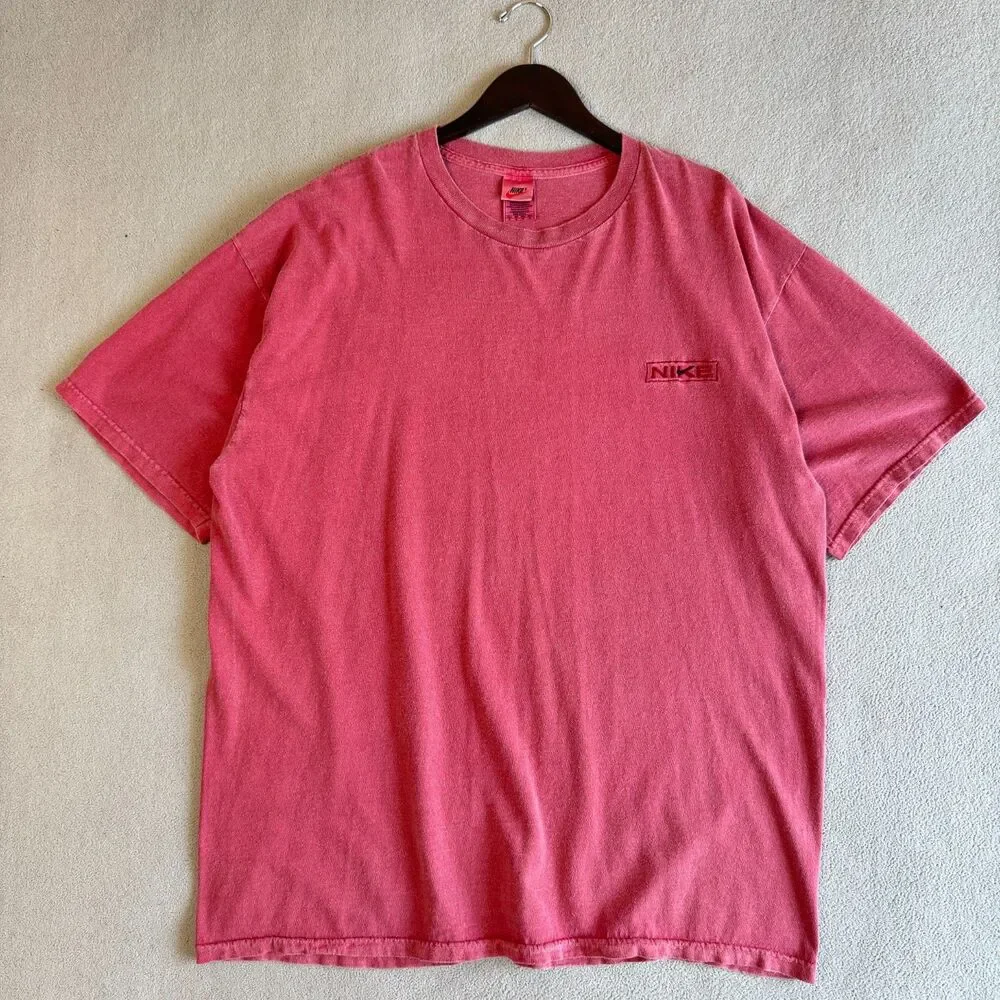 Nike Vintage T Shirt Men's XL Pink Made In USA 90s Embroidered Logo Tee